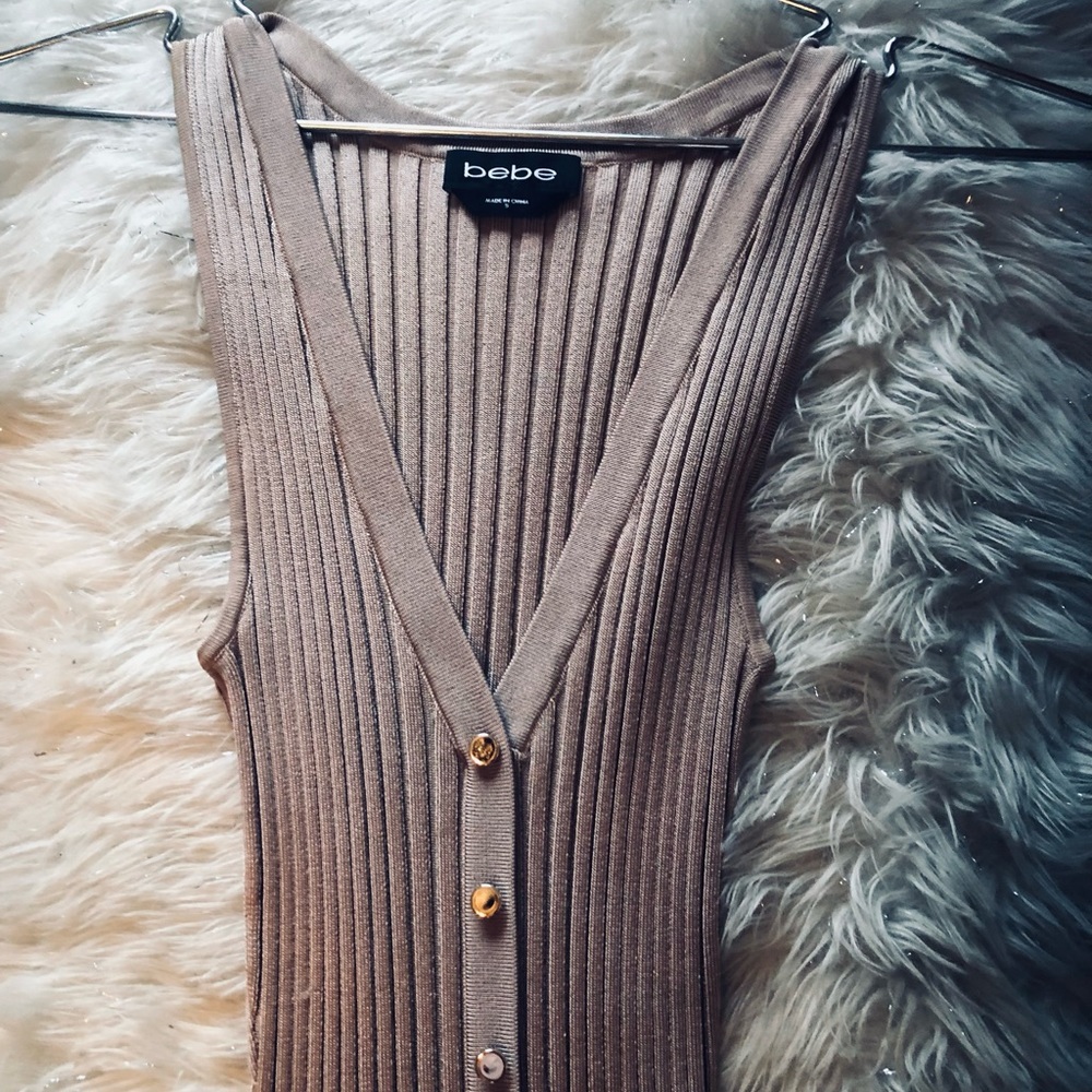 Bebe stretch long button down dress size Small